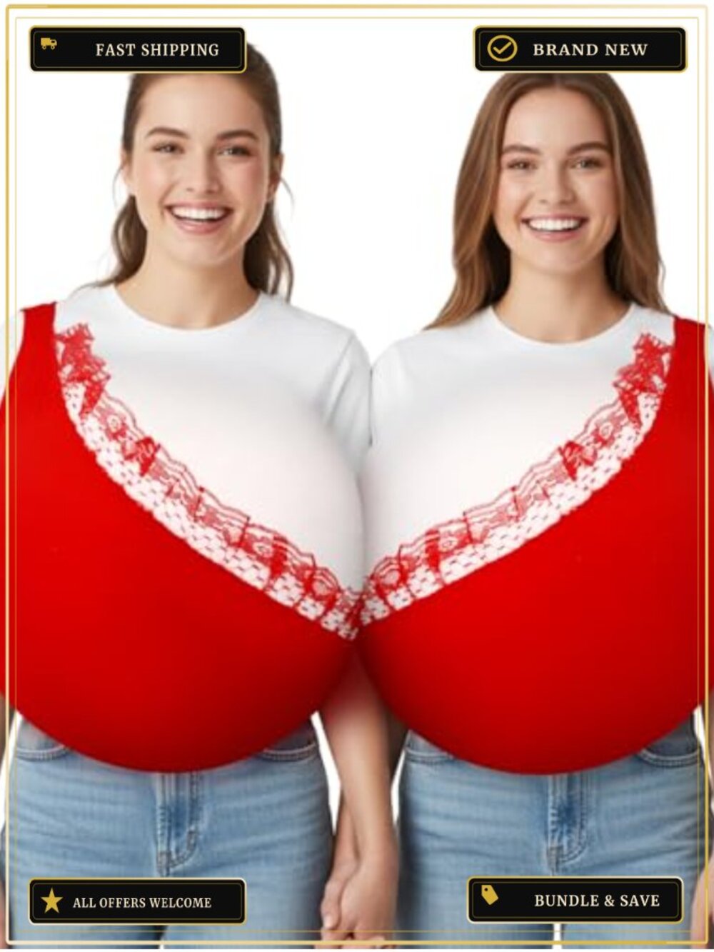 2 Pc Funny Halloween Costume Big Bikini Babe Set Oversized Bodysuit